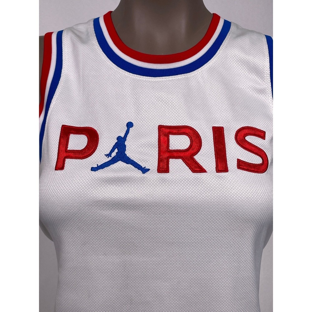 Paris Saint Germain Air Jordan White Red Blue Dress Jersey Women's MEDIUM - Picture 2 of 16